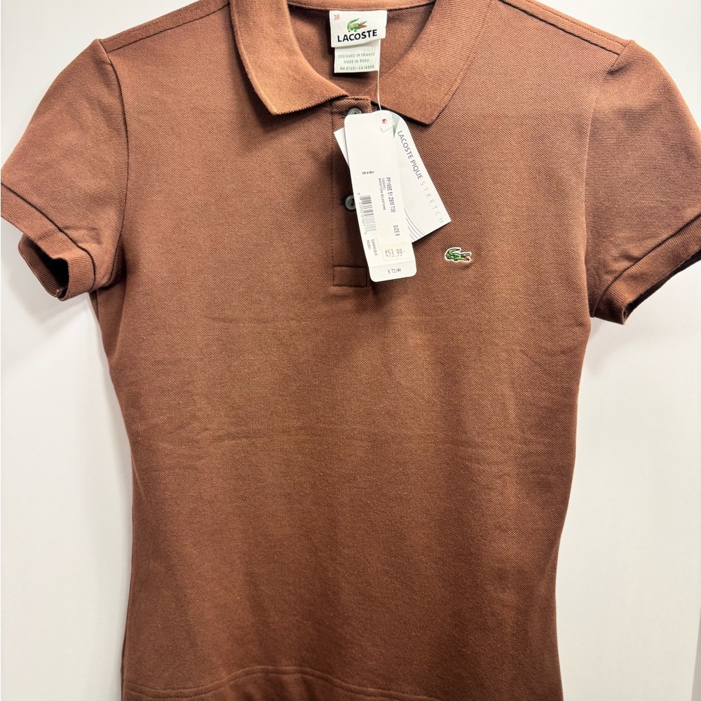 Lacoste Pique Caramel Polo Shirt SIZE 38